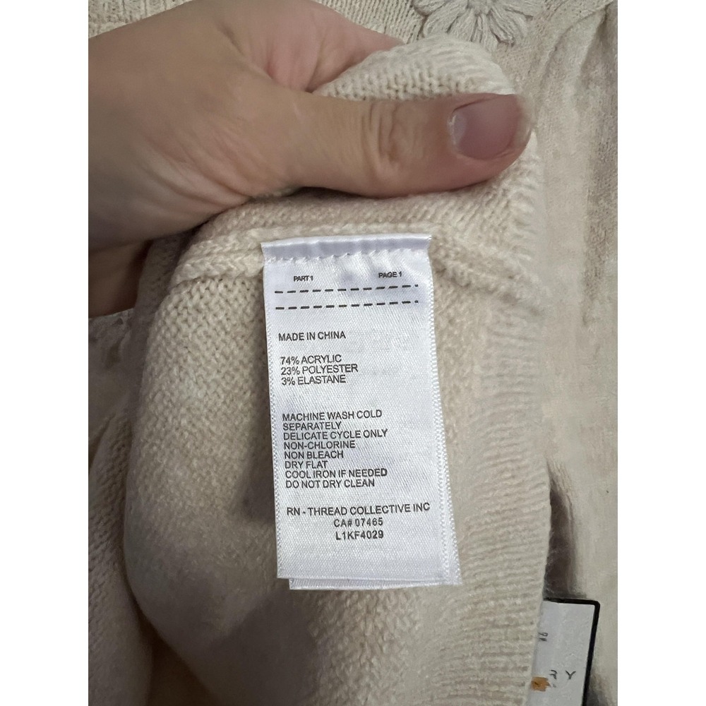 Laundry By Shelli Segal Sweater WomenS S Beige Marshmallow Floral Knit Crop NWT - Picture 5 of 11